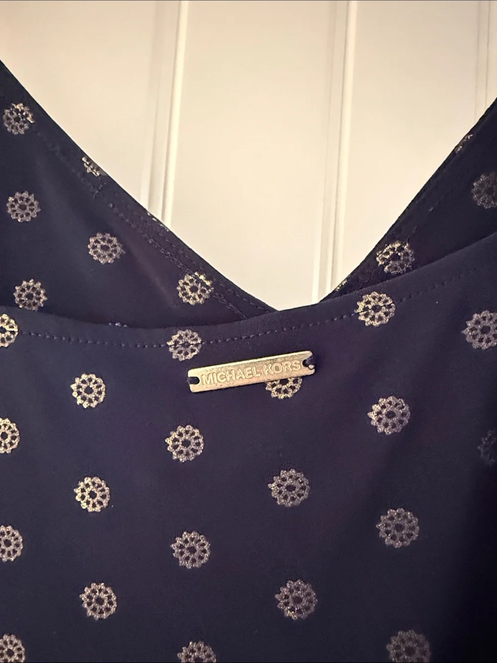 Michael Kors Navy Maxi Dress with Gold Dots